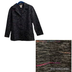 Vintage TravelSmith Silk Cotton Black Multicolored XS Boucle Jacket Pockets